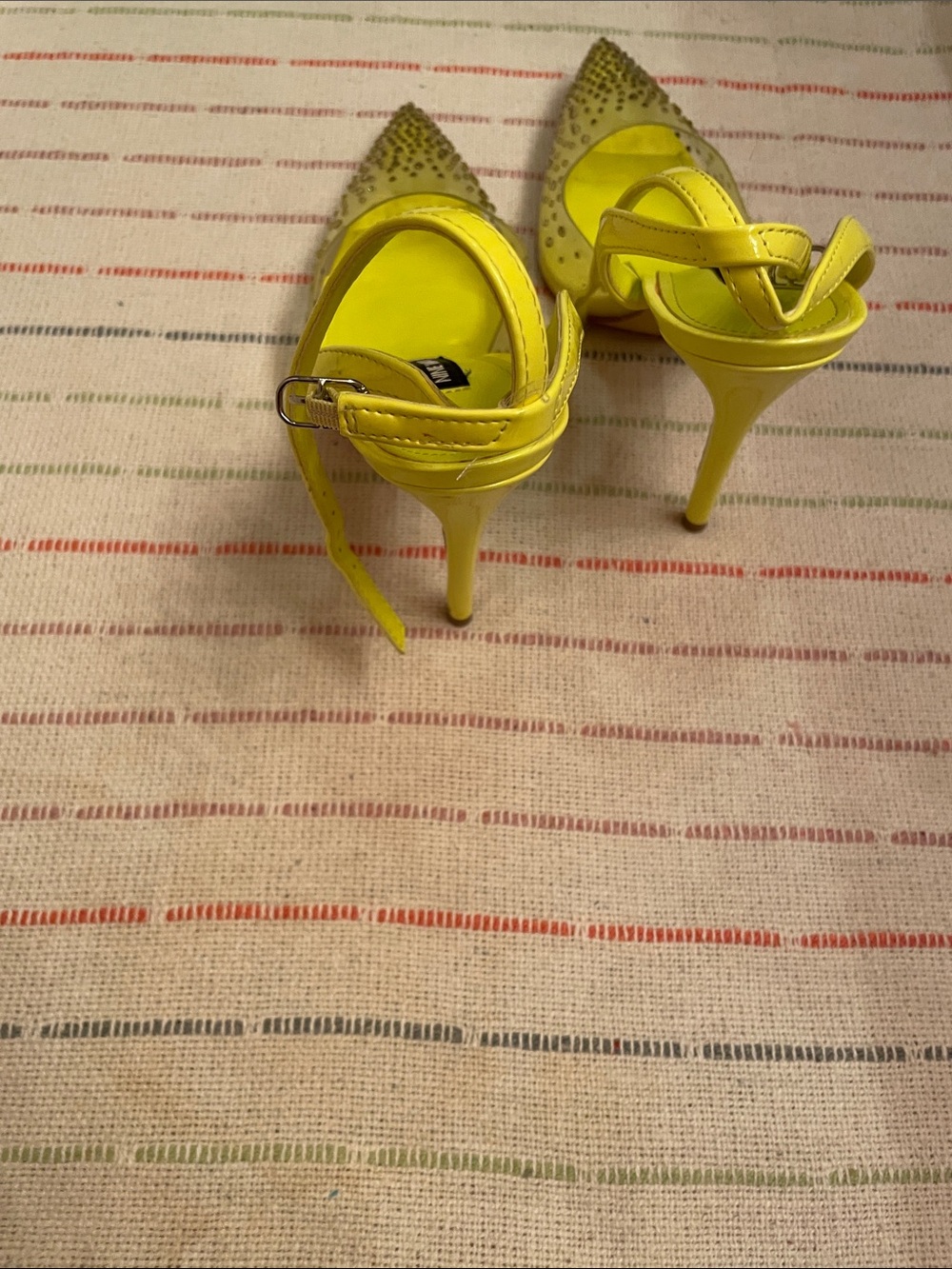 Nine West Chartreuse Pointed-Toe Slingback Heels with Crystals - Picture 9 of 12